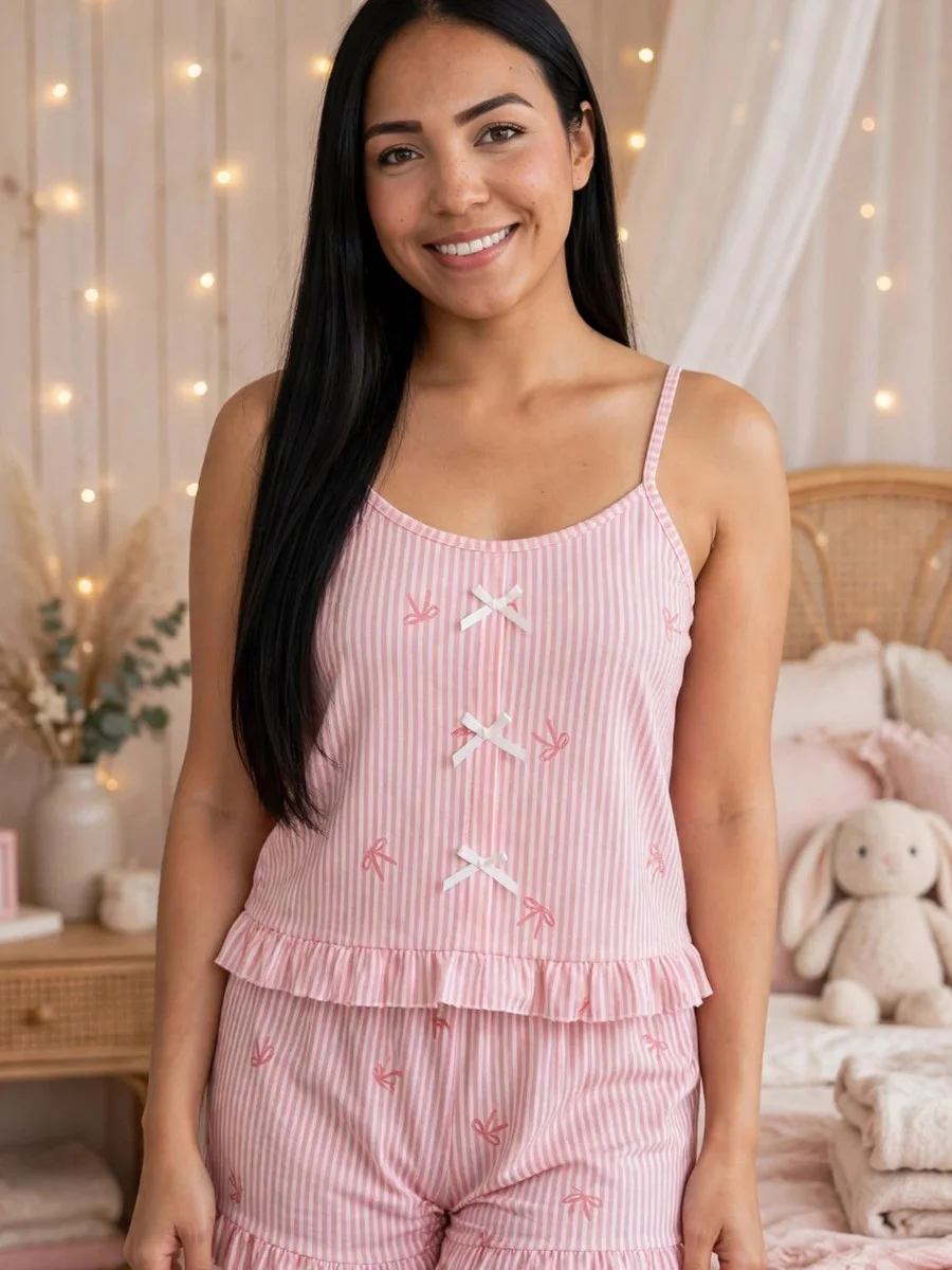 Pijama Dulce Sueño Moños Rosa