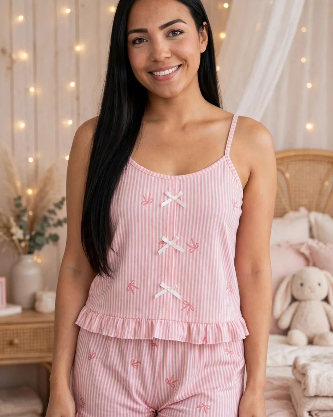 Pijama Dulce Sueño Moños Rosa